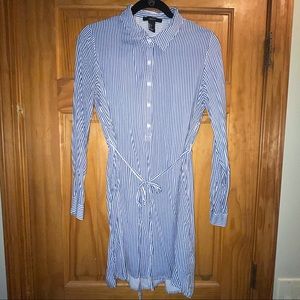 Forever 21 Blue & White Stripped Shirt Dress